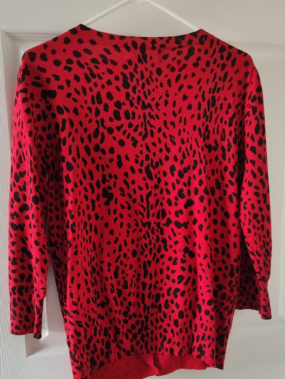 Jones New York Red Leopard Ruffle-Front Cardigan - Picture 5 of 5